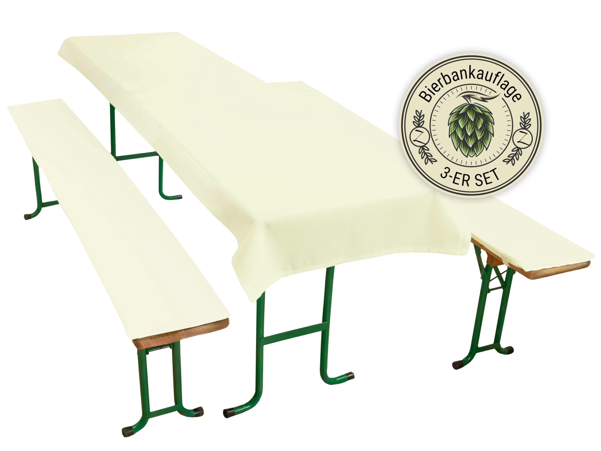 ZOLLNER Auflagenset für Biertischgarnituren | XXL, 100% Polyester, Beige