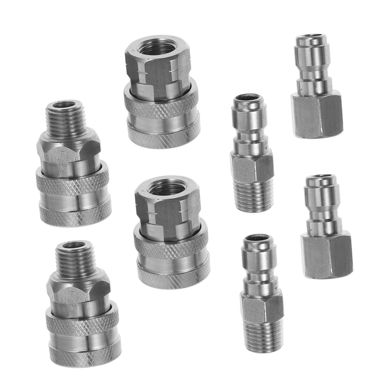 8 Szt. Adapter pistoletu na wodę Złącze złącza zaworowe Ciągnikowa zawór hydrauliczny Adapter żeński ze stali nierdzewnej Stal nierdzewna Srebrny