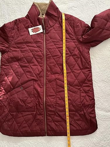 Cozy Burgundy Sherpa-Lined Quilted Long Coat for Women – Perfect for Winter - Image 7