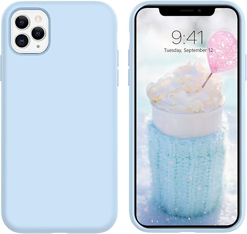 DUEDUE Funda para iPhone 11 Pro, silicona líquida de gel suave de goma delgada con forro de tela de microfibra, funda protectora de cuerpo completo