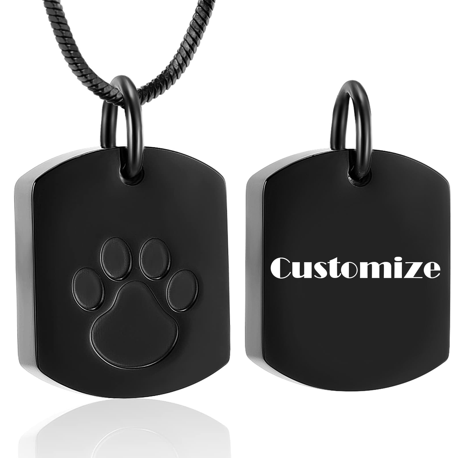 Personalized Ash Necklace for Pet - Custom Photo Text Flag Ashes Necklace Double-Sided Dogs Cats Urn Pendant for Ashes Cremation Memorial Keepsake Gift (Customize Text)
