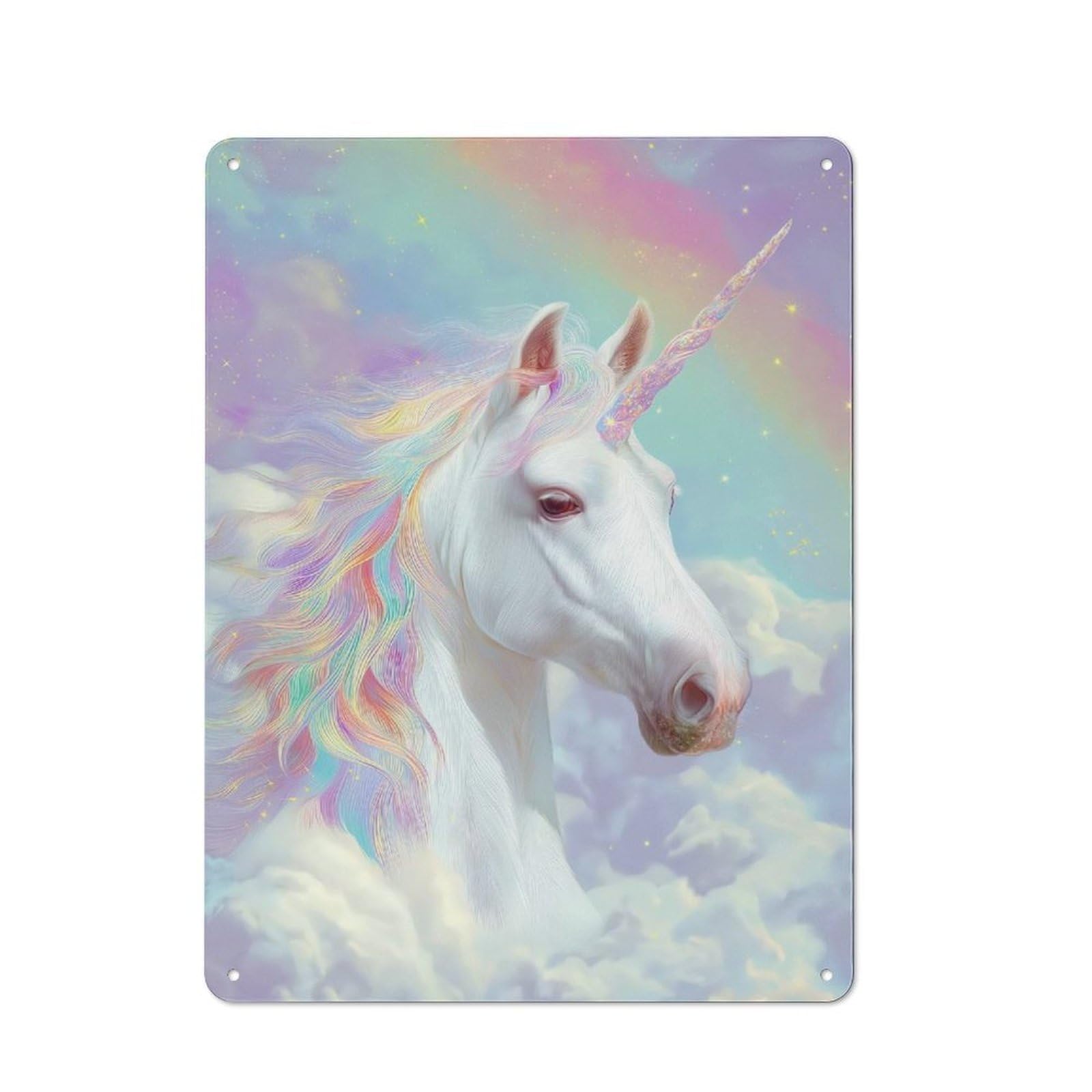 Junmoney Pastel Unicorn Metal Wall Sign 40X30cm Featuring For Café Or Restaurant, For An Autumn Wall Display In Café And Restaurant