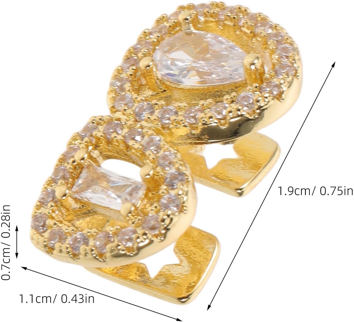 Milisten Hip Hop Teeth Grill with Double Hollow Zircon Caps, Metal Dental Grill Jewelry for Rappers and Cosplay, Detachable Gold Tooth Cover for Halloween and Streetwear