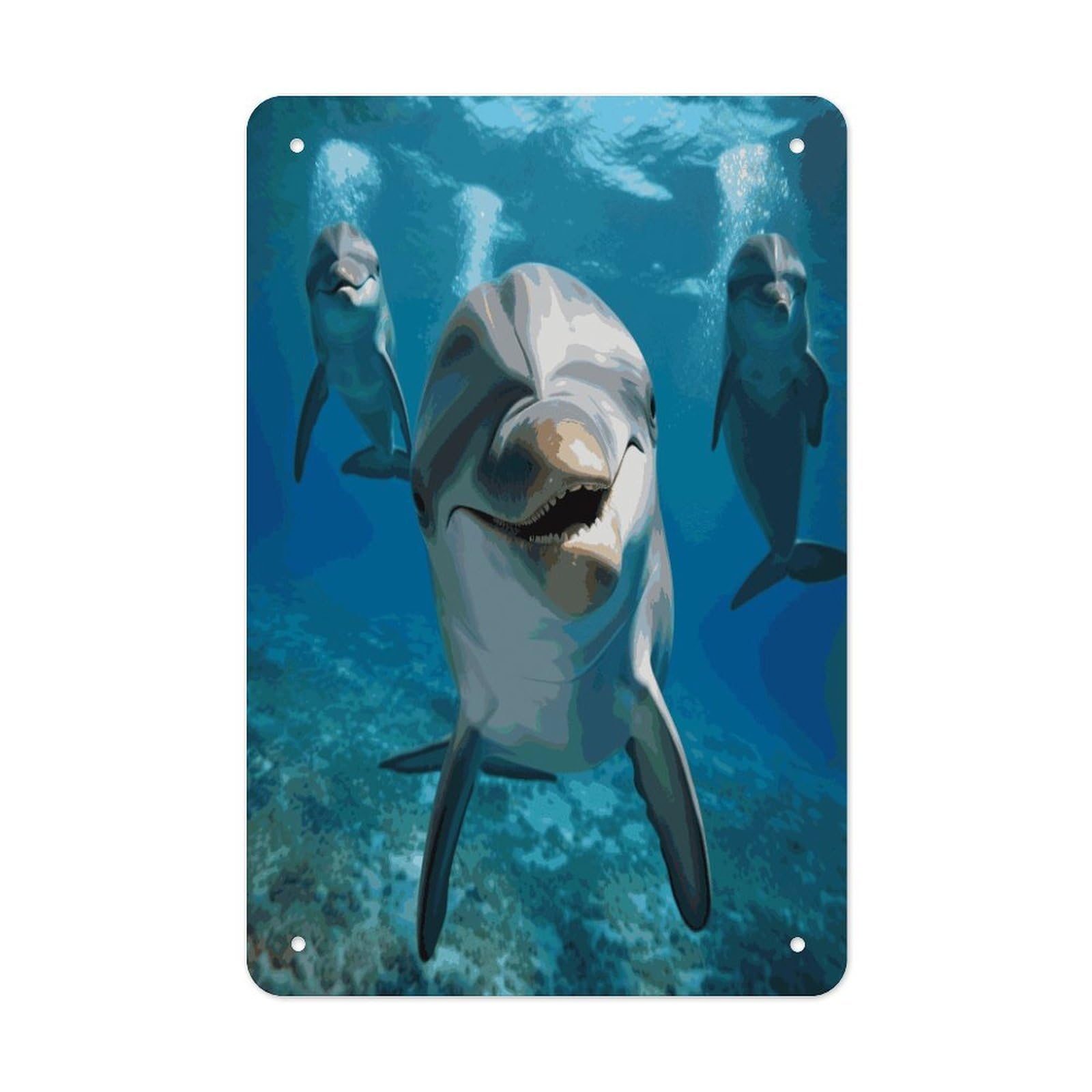 VstaDank Funny Dolphin Looking at You Metal Tin Signs Personalized Wall Art Prints Decoration Art Poster Funny Vintage Tin Sign Iron Sheet Painting Metal Signboard Decor Painting for Wall Decor