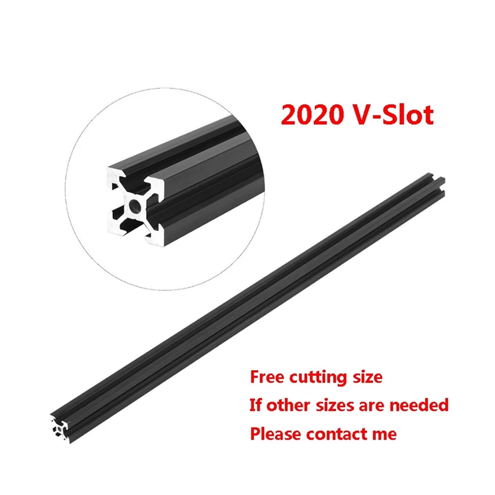 Aluminiowy profil z rowkiem V 2020 | Czarna szyna V-Slot 2020 V do drukarki 3D CNC: ruch liniowy(230mm,2020V)
