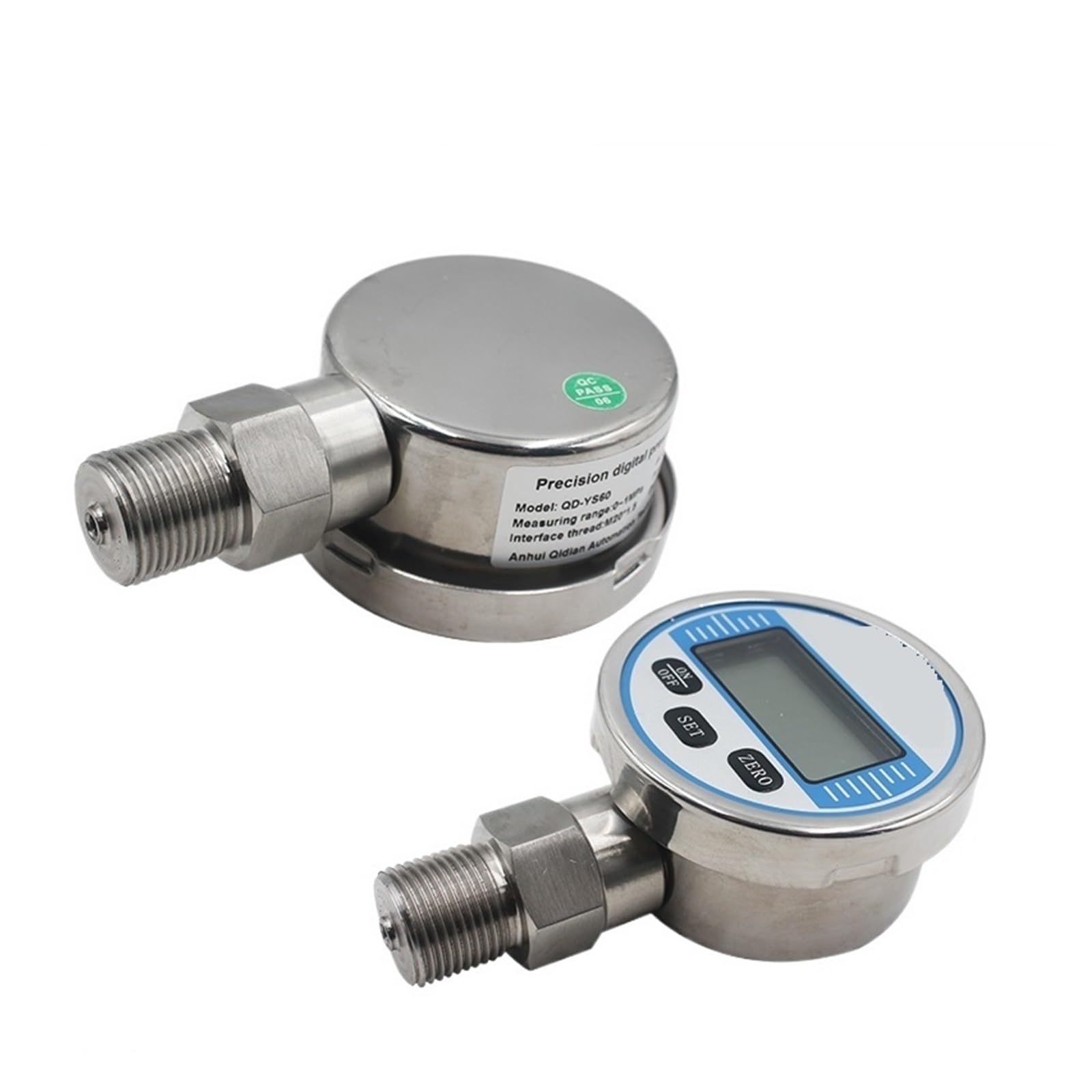 VCHICS Manómetro De Presión Hidráulica Digital For Agua, Aceite, Gas, Aire, Acero Inoxidable 304, Manómetro De Combustible Líquido Radial De 60mm, 60Mpa, 1000Psi, Kpa(M20-1.5,-60KPa-60KPa)