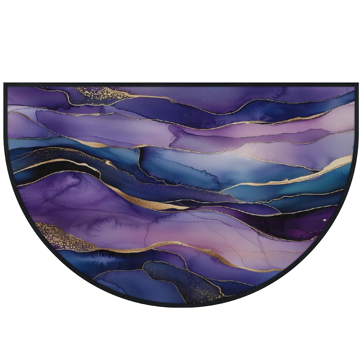 Mexpekil Paillasson demi-lune à encre abstraite pour intérieur et extérieur - Tapis de sol antidérapant - Lavable - Attrape la saleté - Demi-rond - 100 x 160 cm