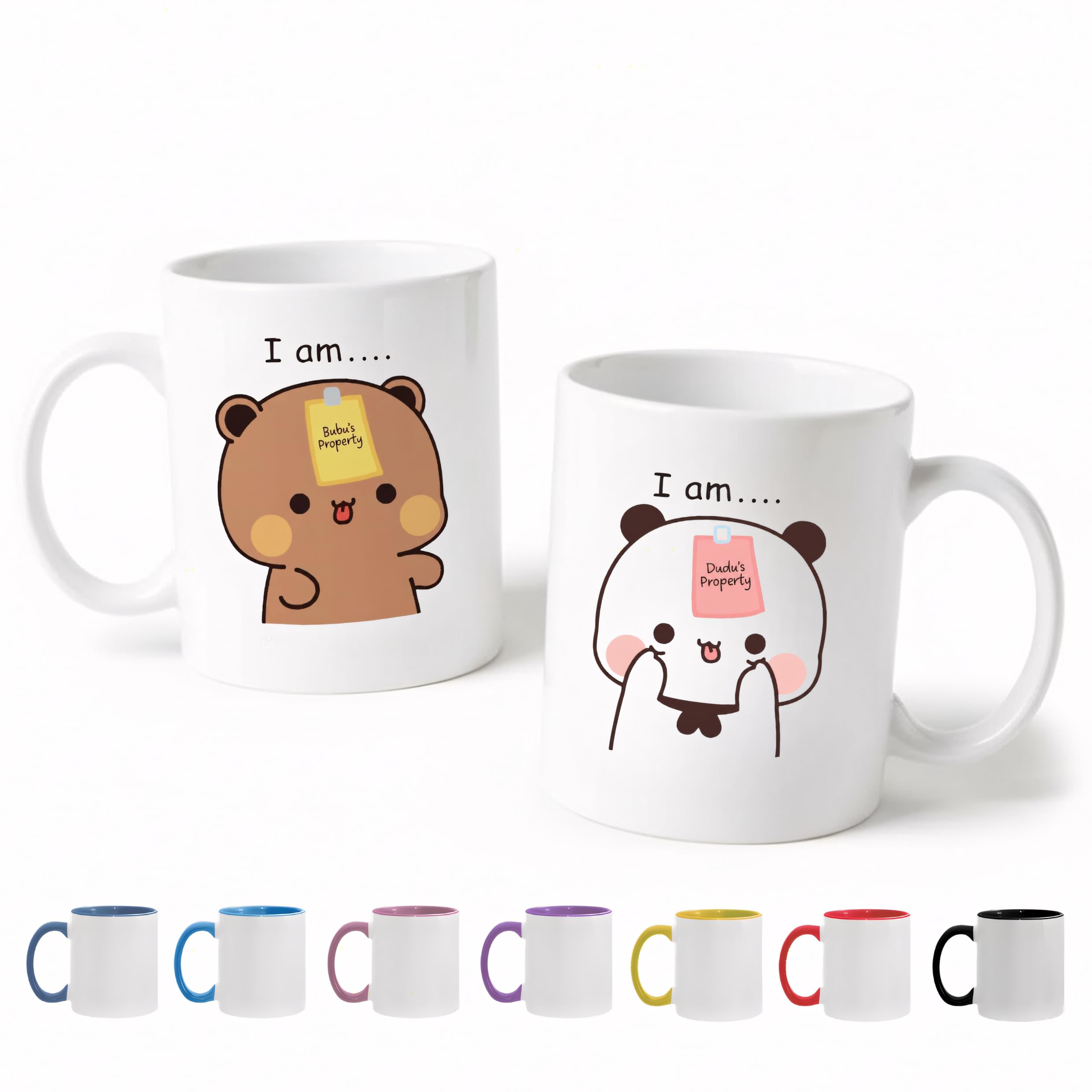 Personalized Dudu Bubu Coffee Mug Cute Bears Coffee Cup Birthday, Wedding Gift, Funny Coffee Mug Gift for Her Him, Valentine Gift (Bubu&Dudu-02)