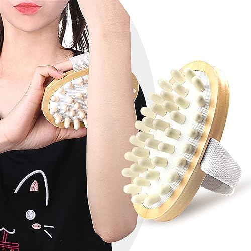 Miniatura 7 de ZEPOHCK Cepillo de masaje corporal de madera natural, masajeador de mano, reducción de celulitis, cepillo de masaje de drenaje linfático, masajeador