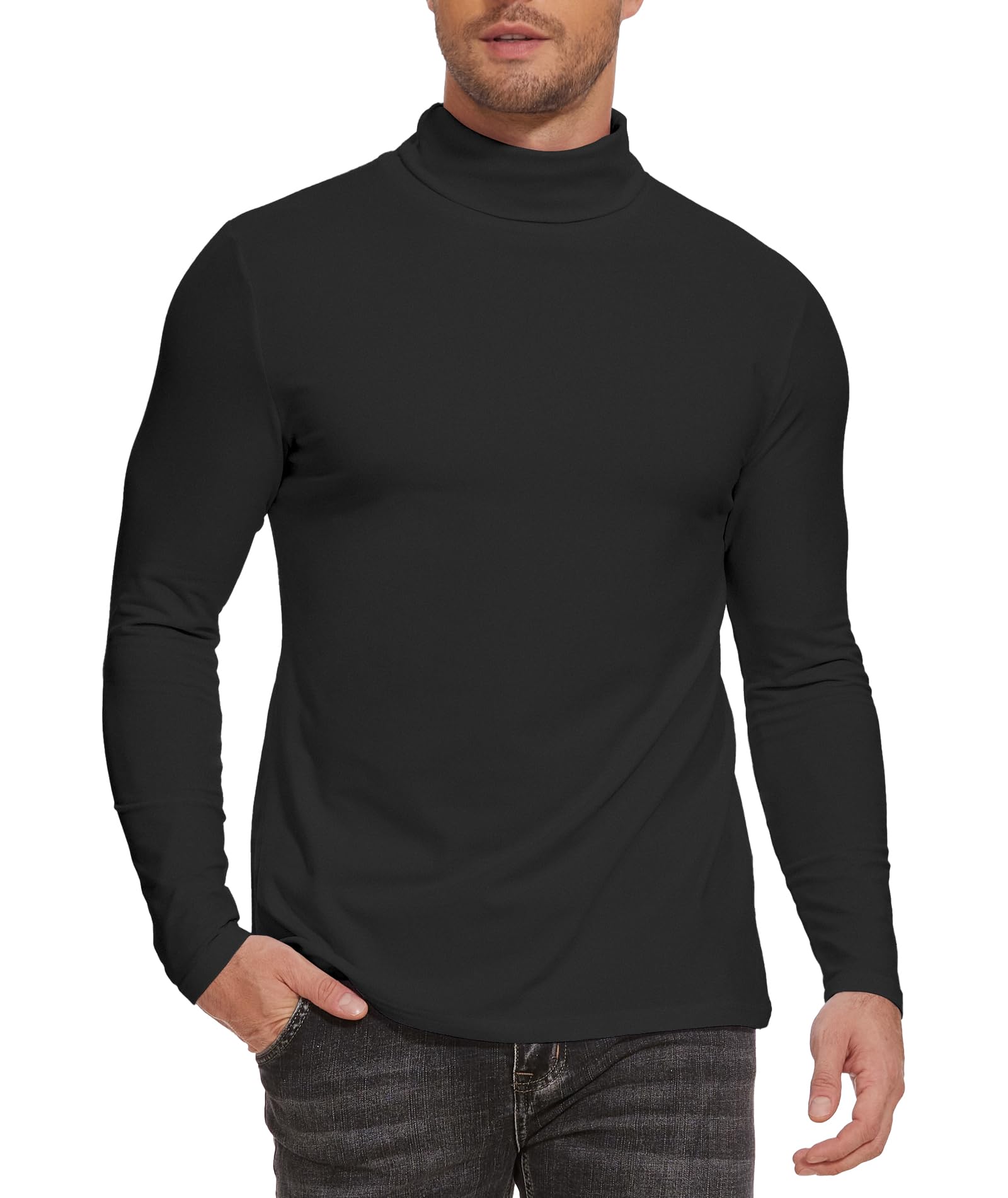 SIHOHAN Herren Rollkragenshirt Basic Rollkragenpullover - Slim fit Langarmshirt Innenfleece Thermounterwäsche Oberteil Langarm Herren Rollkragen Pullover Longsleeve