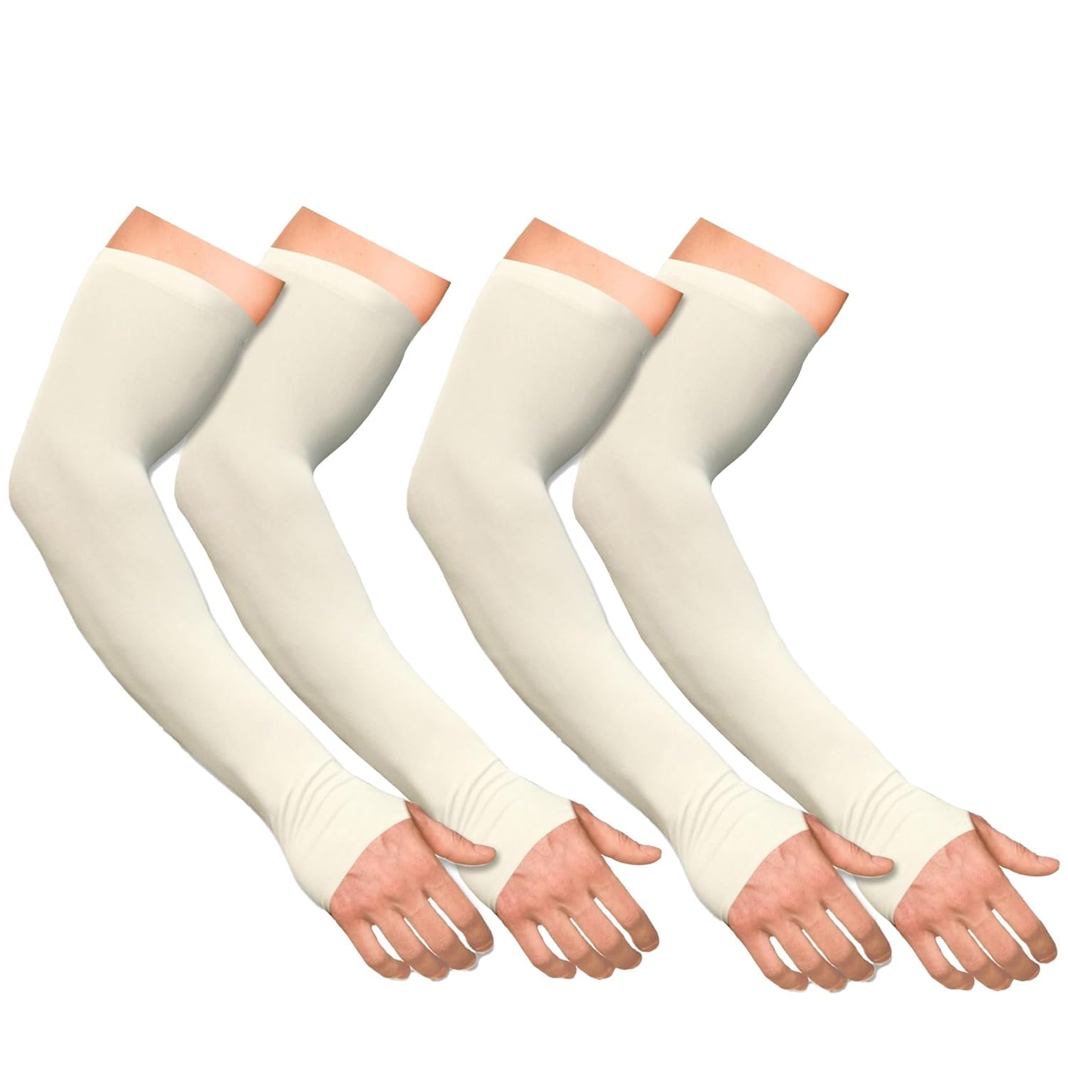 Boldfit Arm Sleeves for Men & Women UV Protection Hand Sleeve with Thumb for Boys & Girls Sun Protection Cover for Running, Bike Riding, Cricket - Off-White- 2 Pair-image-49