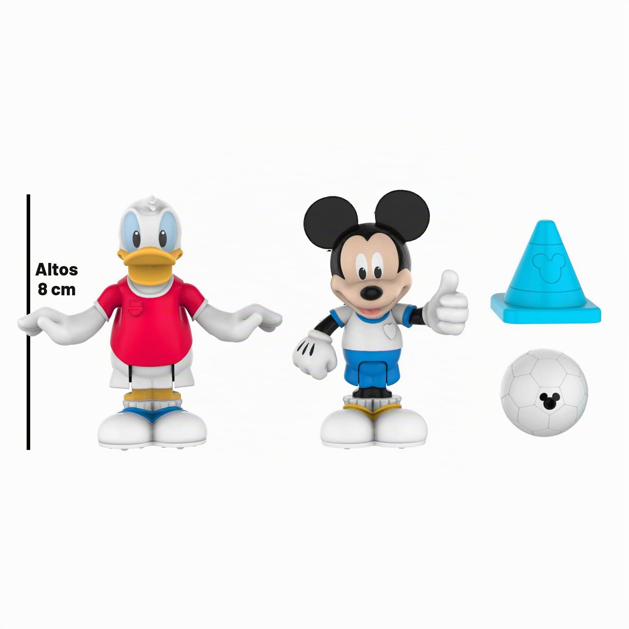 Giochi Preziosi Disney Mickey, 2 Figuras articuladas 7,5 cm con Accesorios, Tema de fútbol, Juguete para niños a Partir de 3 años, MCC042