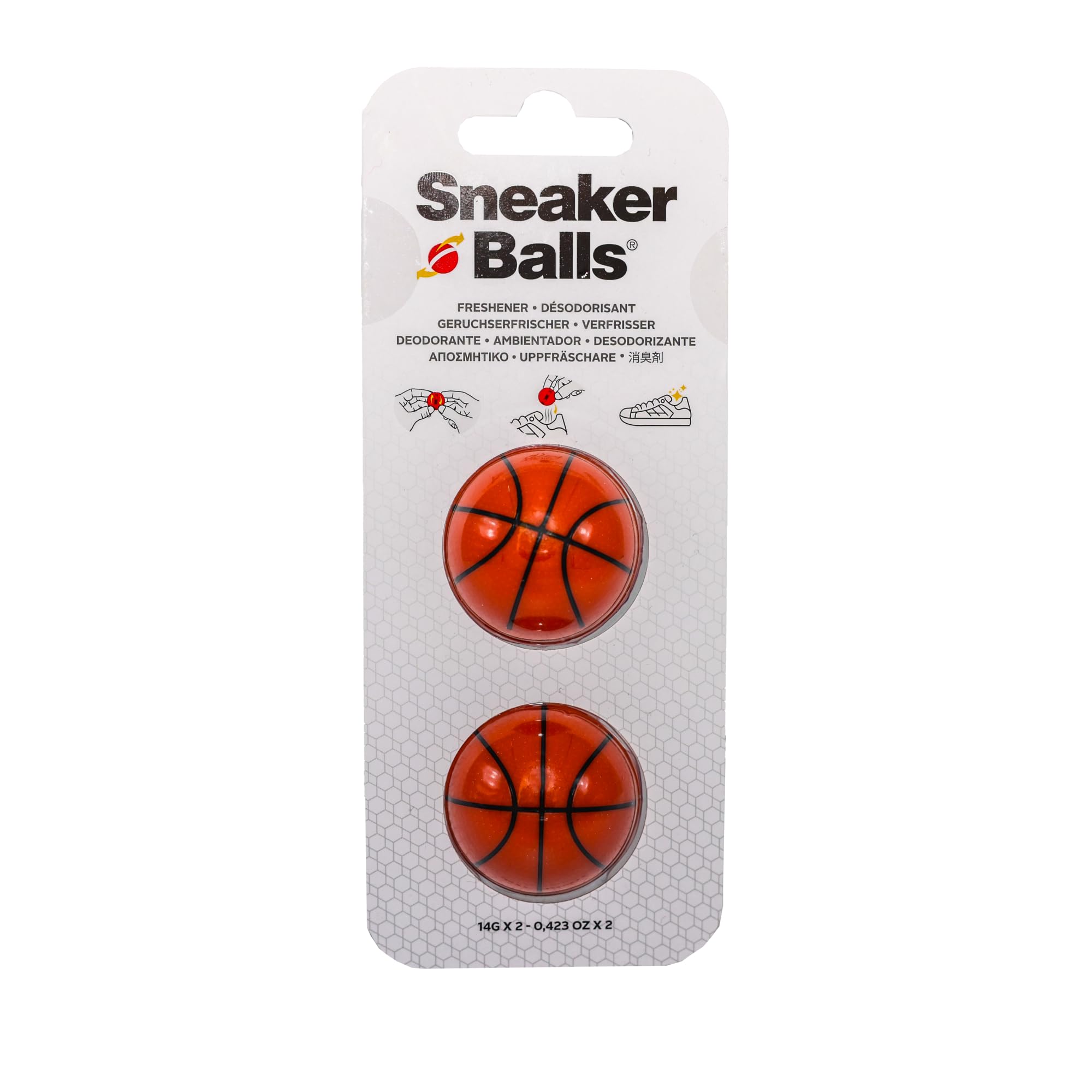 Sneaker Balls Odor-Fighting Shoe Fresheners, Eliminates Unpleasant Smells, Perfect For Sneakers, Gym Bags, Gear Bags, Drawers, Lockers, And More!, Basketball, 2 Pack