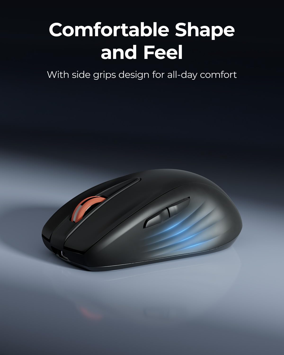 wegear WL500 Mouse wireless silenzioso ricaricabile, click silenzioso, mouse per computer senza fili USB 2.4G con 6 pulsanti, impugnatura ambidestra, DPI regolabile per laptop, PC, Mac (nero)