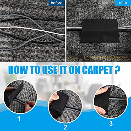 Image of WILLBOND Carpet Cord Cover Cable Protector Floor Cover Cable Protector Management Only for Commercial Office Carpet(29.53 ft,Black)