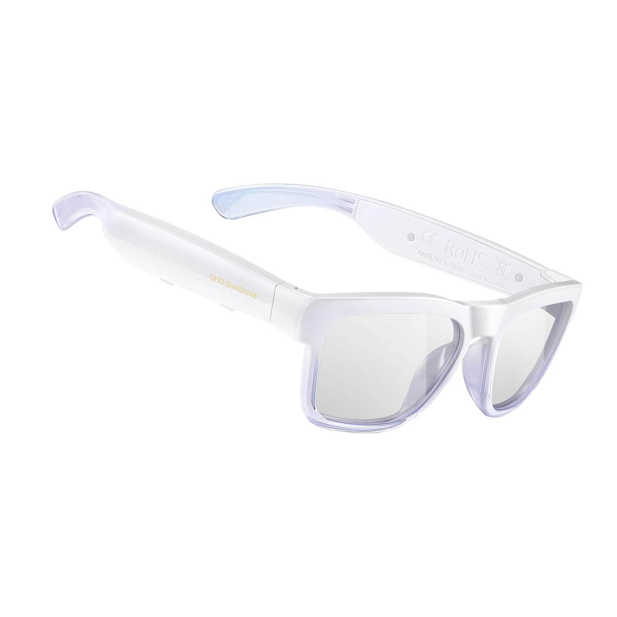 OhO Sunshine AI Translation Smart Glass with Bluetooth Speaker, with Bright Black Mirror Frame and Photochromic Lens, Suitable for Outdoor and Indoor