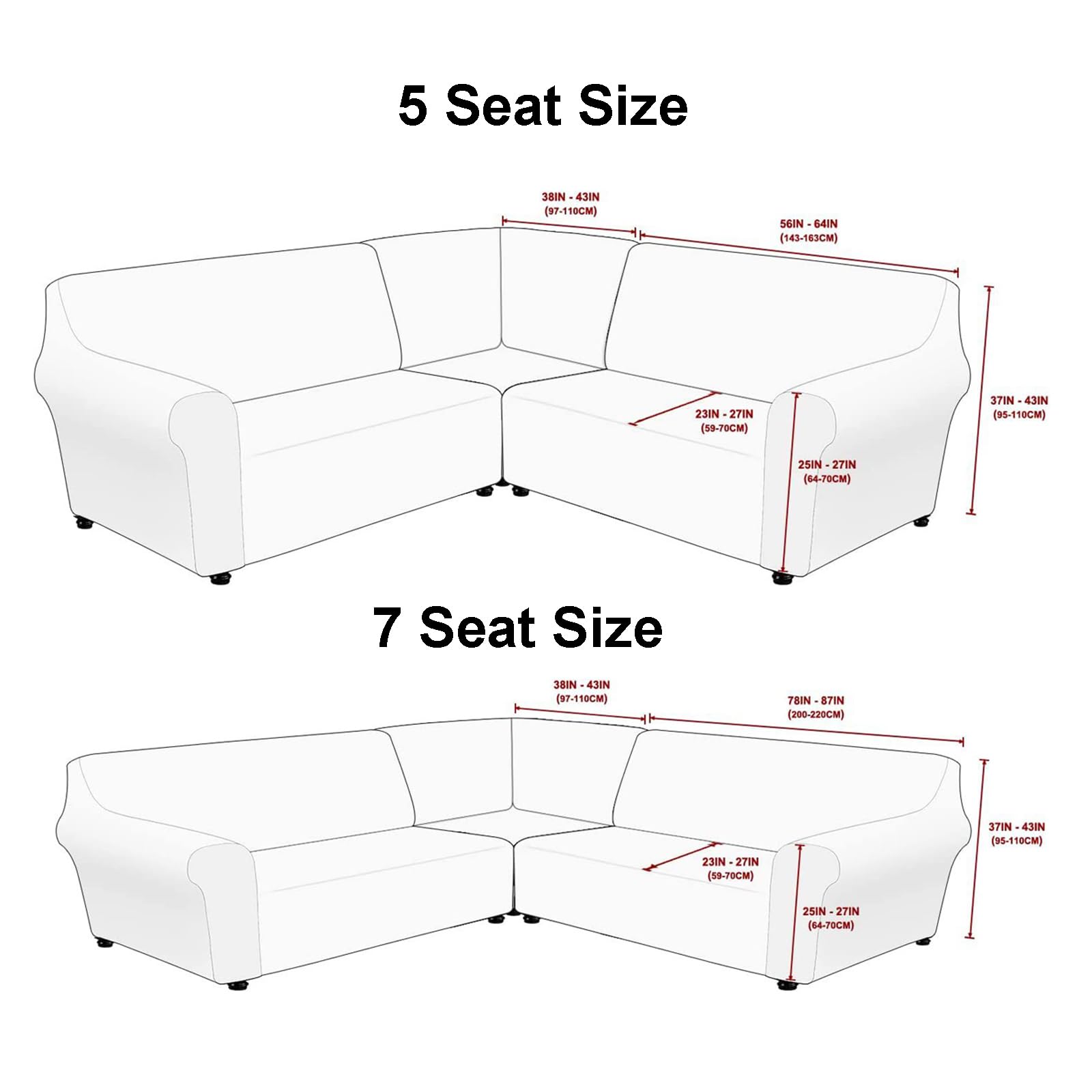L-Form Segment Sofabezug Weich dick Dehnbar Sofabezug maschinenwaschbar Möbel Wohnaccessoire 5 Sitzer Wohnaccessoire