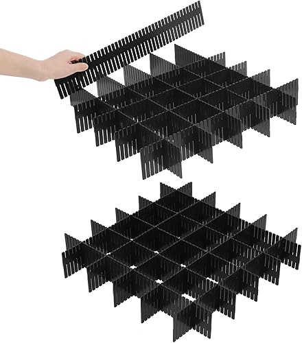 Qozary Paquete de 42 divisores organizadores de cajones ajustables para calcetines, ropa interior, maquillaje, cocina, aparador