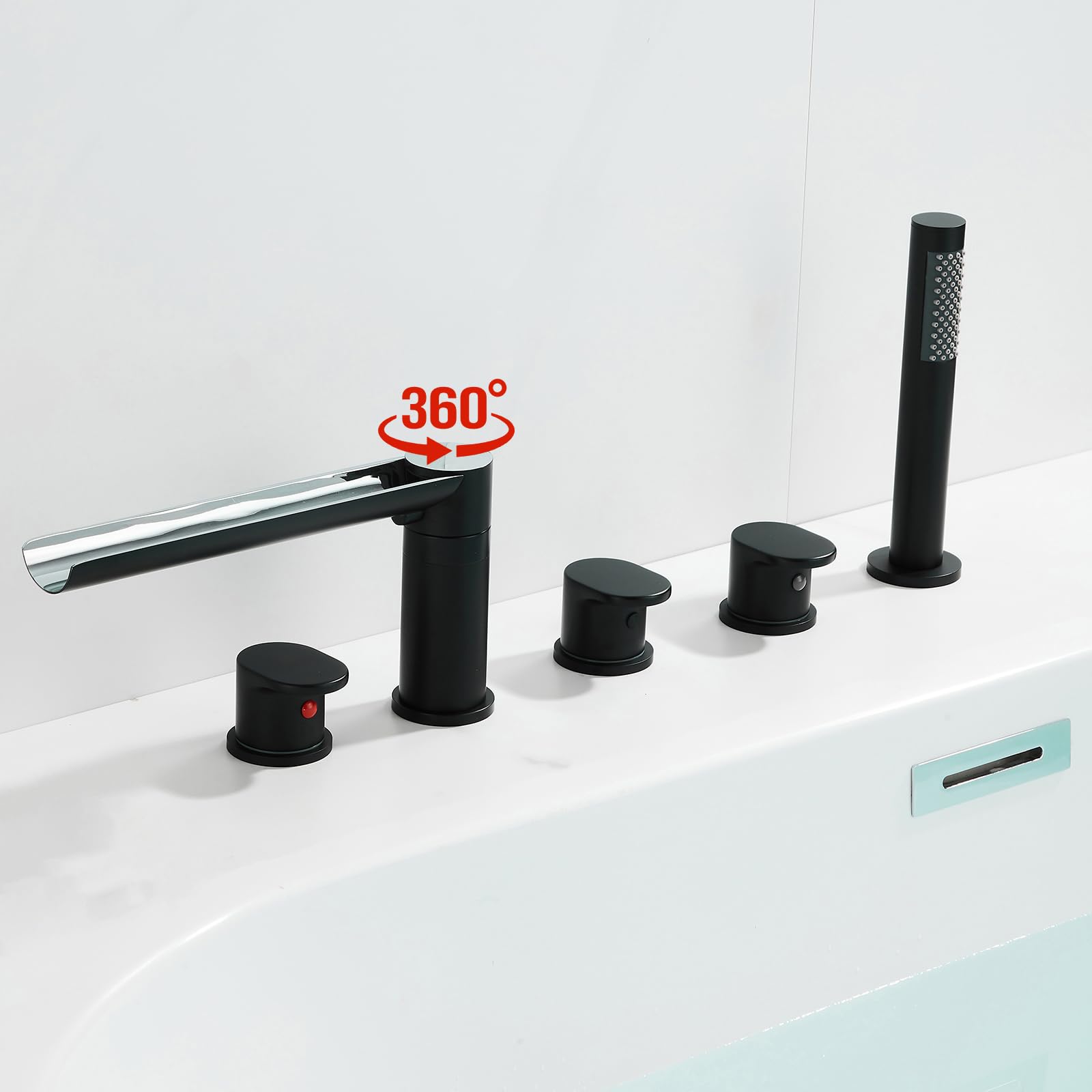 XJTNLB Grifo Bañera Ducha Cascada Grifos Duchas de Baño, Oro Cepillado