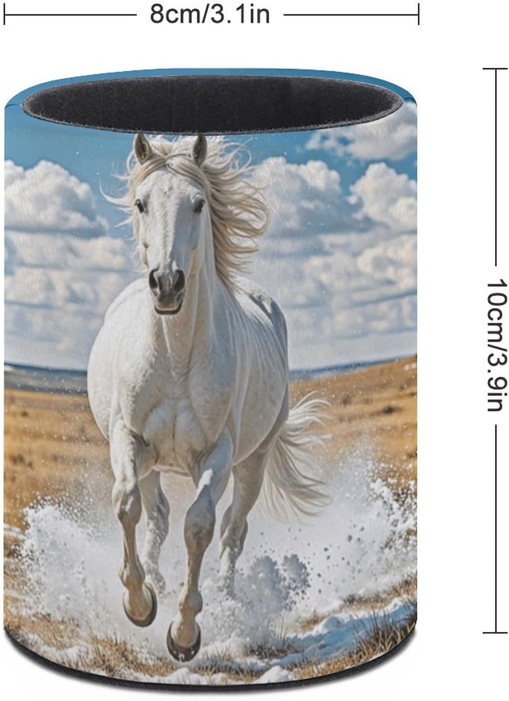 Office White Horse Desk Organizer Pen Holder Round image 2