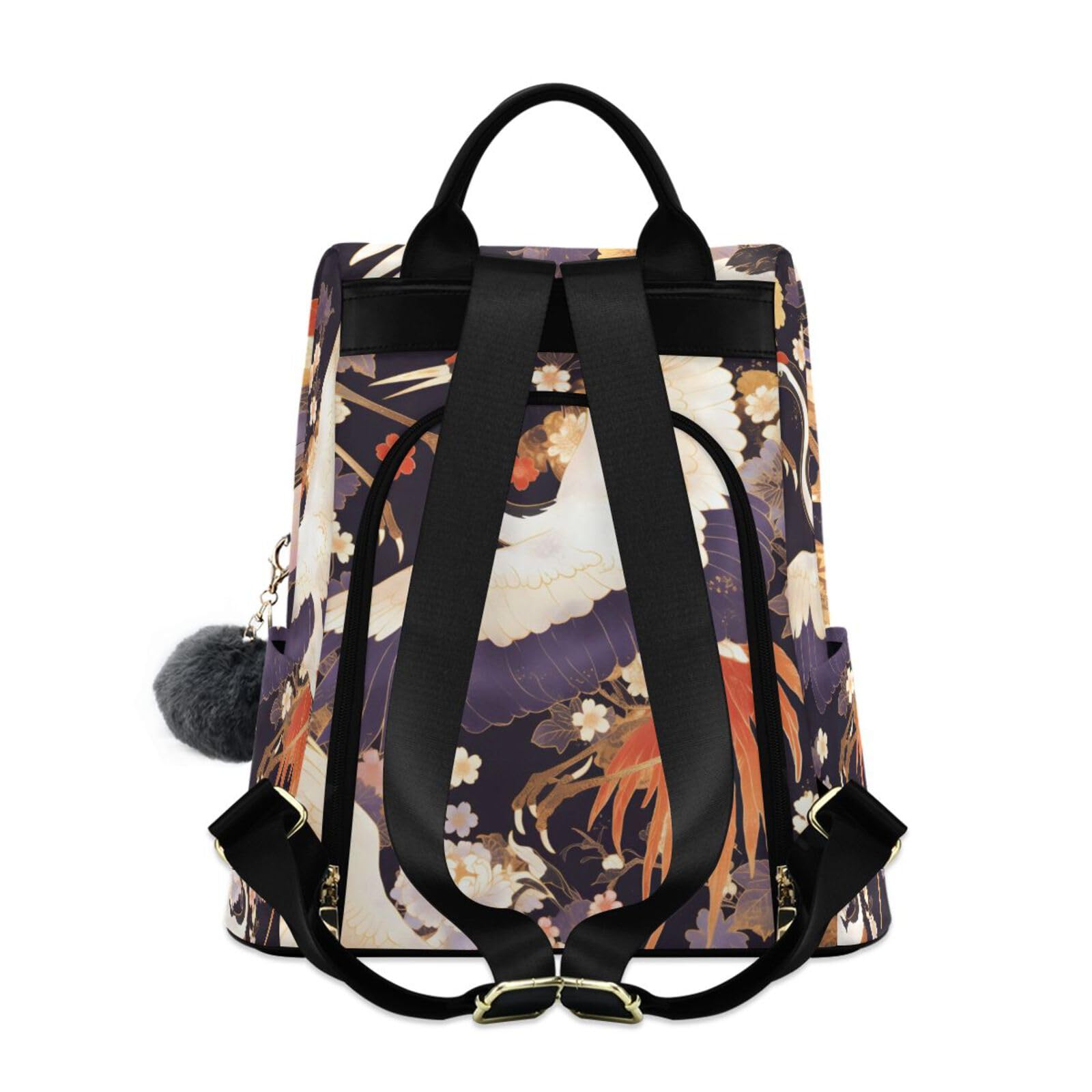 Cranes Floral Backpack for Women Anti Theft Large Fashion Travel Shoulder Bag Purse Rucksack Lightweight