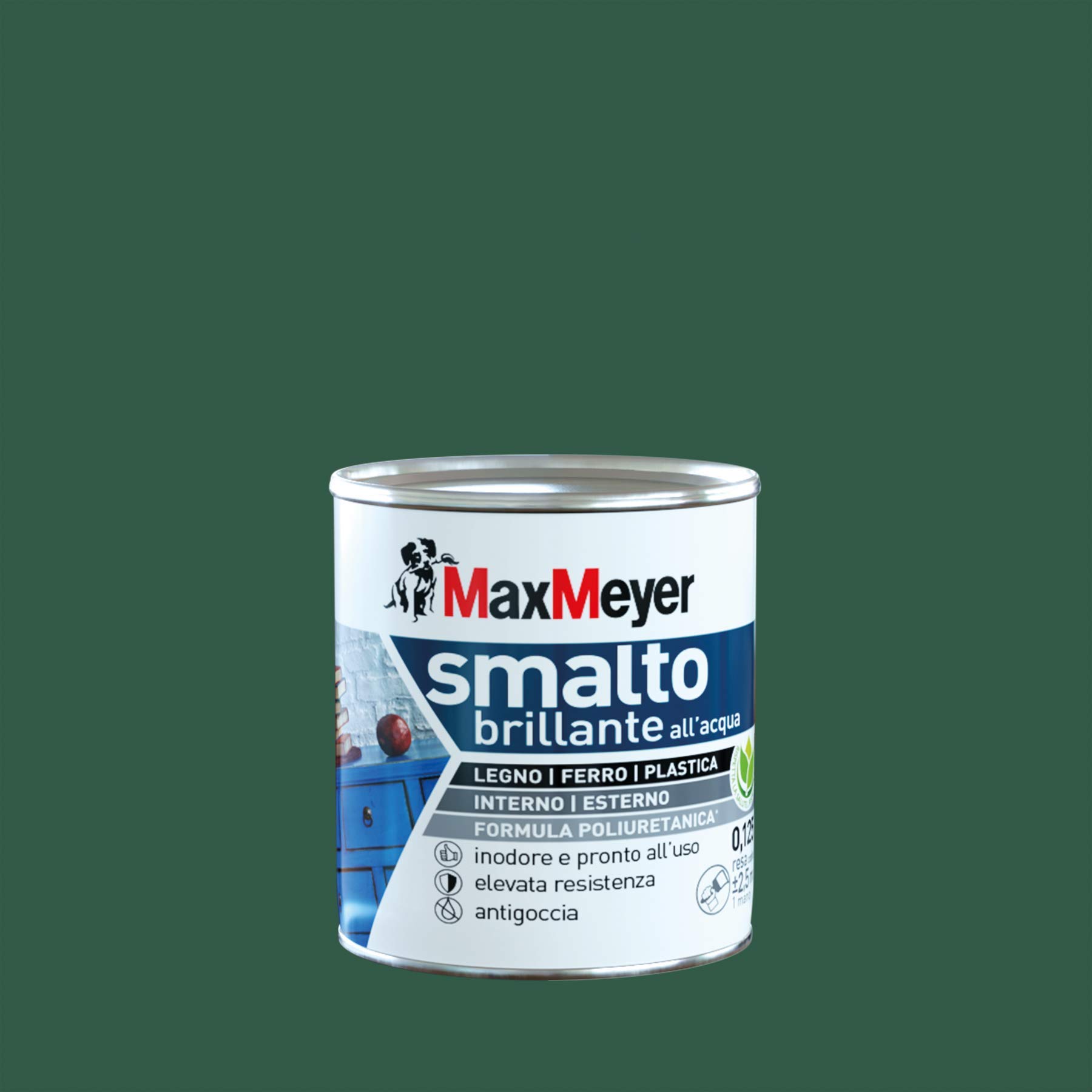 Maxmeyer Smalto All'Acqua Poliuretanico Brillante Verde Scuro 0,​125 L