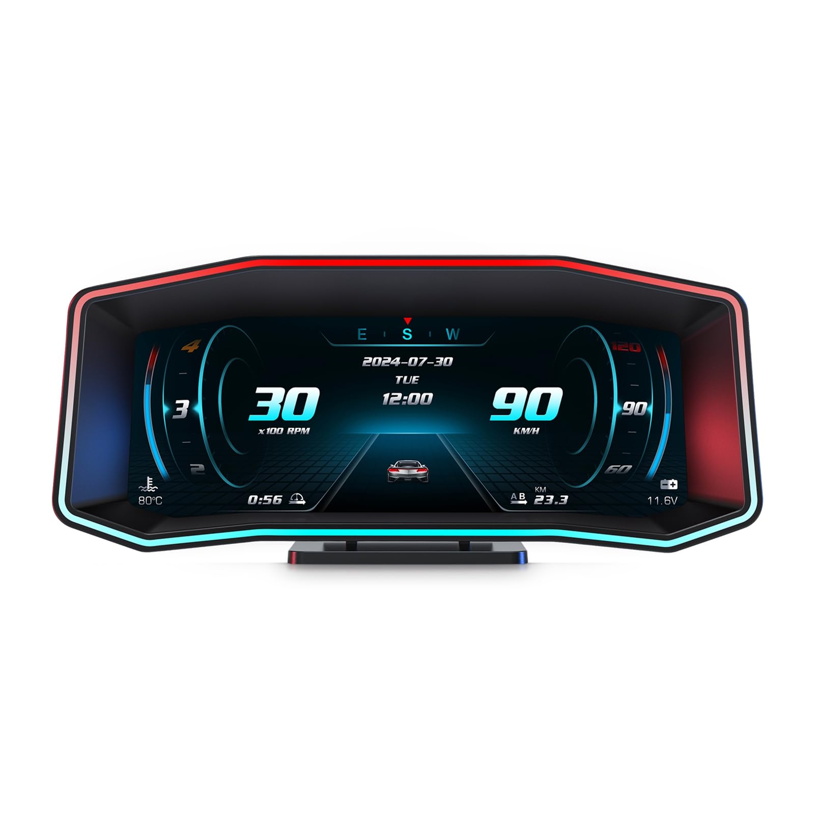 Pantalla HUD para automóvil Inclinómetro preciso Acelerómetro Velocímetro digital para vehículo con OBDII Plug and Play Ajuste automático de brillo para seguridad en la con