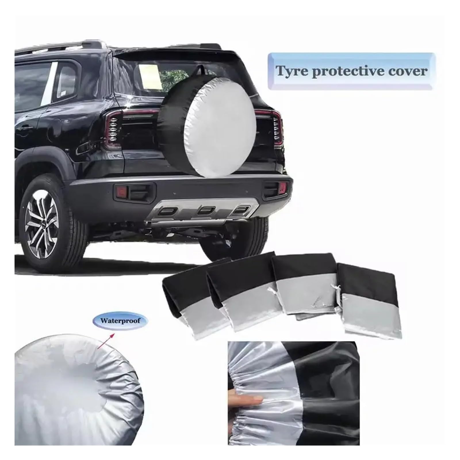Auto-Ersatzreifenabdeckungen, 4 Stück, für Auto, SUV, Ersatzreifenabdeckung, weiß, Reifen-Ersatztasche, Oxford-Tuch, Schutzhülle