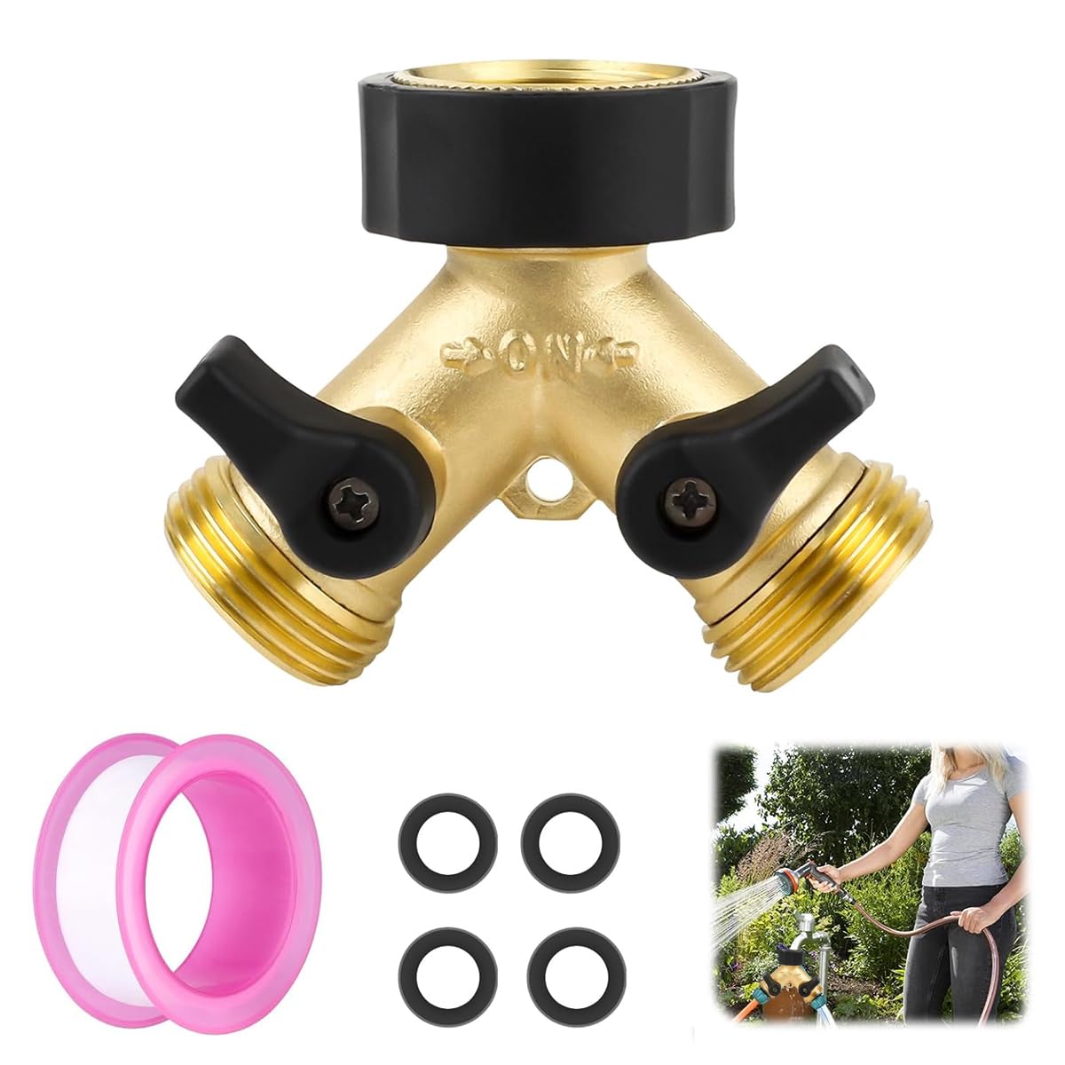 HASTHIP® Garden Hose Splitter - Water Hose Splitter - Brass Hose Splitter 2 Way Heavy Duty - Universal Garden Hose Adapter - Tap Connector - Garden Hose Connector with Rubber Washers & Tapes (B0DCGBF3QV) Amazon Price History, Amazon Price Tracker