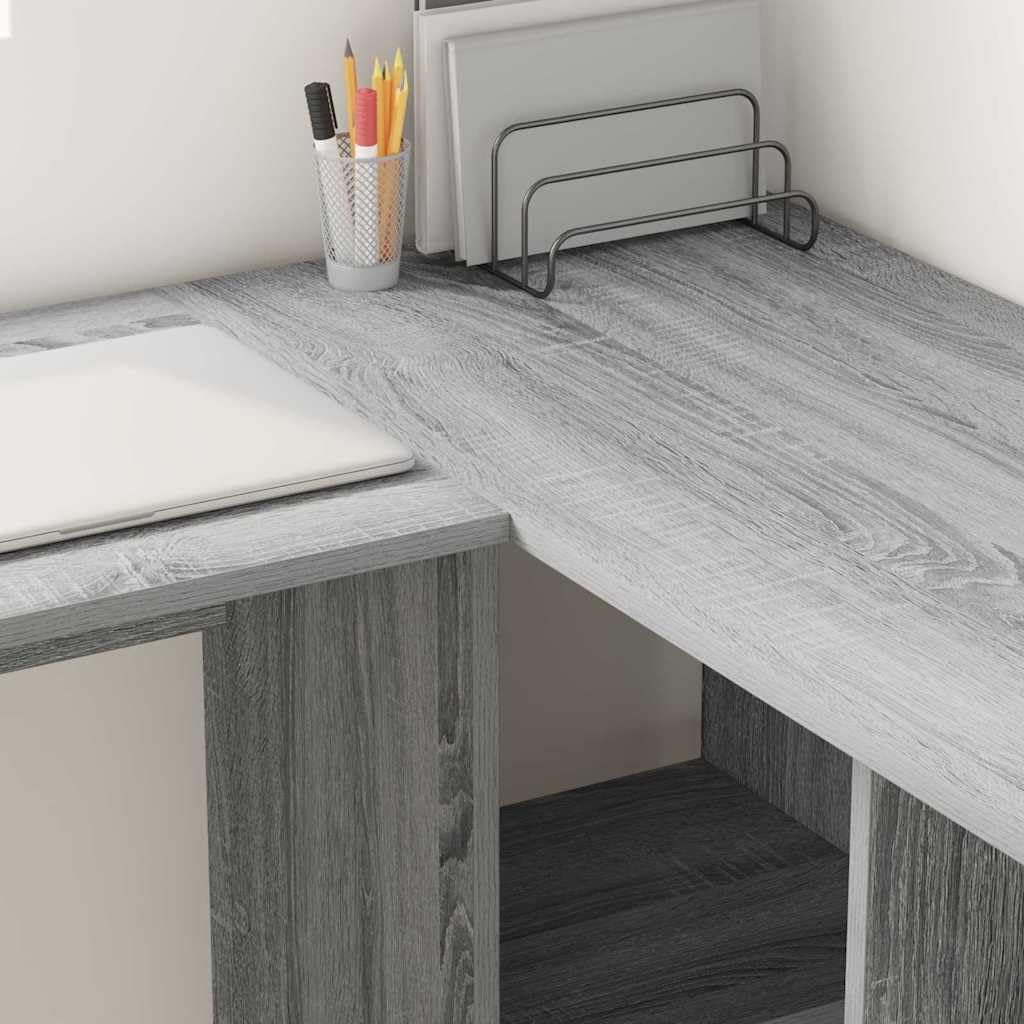 Escritorio esquinero con mesa esquinera 142 x 102 x 73 cm de madera gris escritorio con mesa esquinera moderna con amplia superficie de trabajo para oficina en casa
