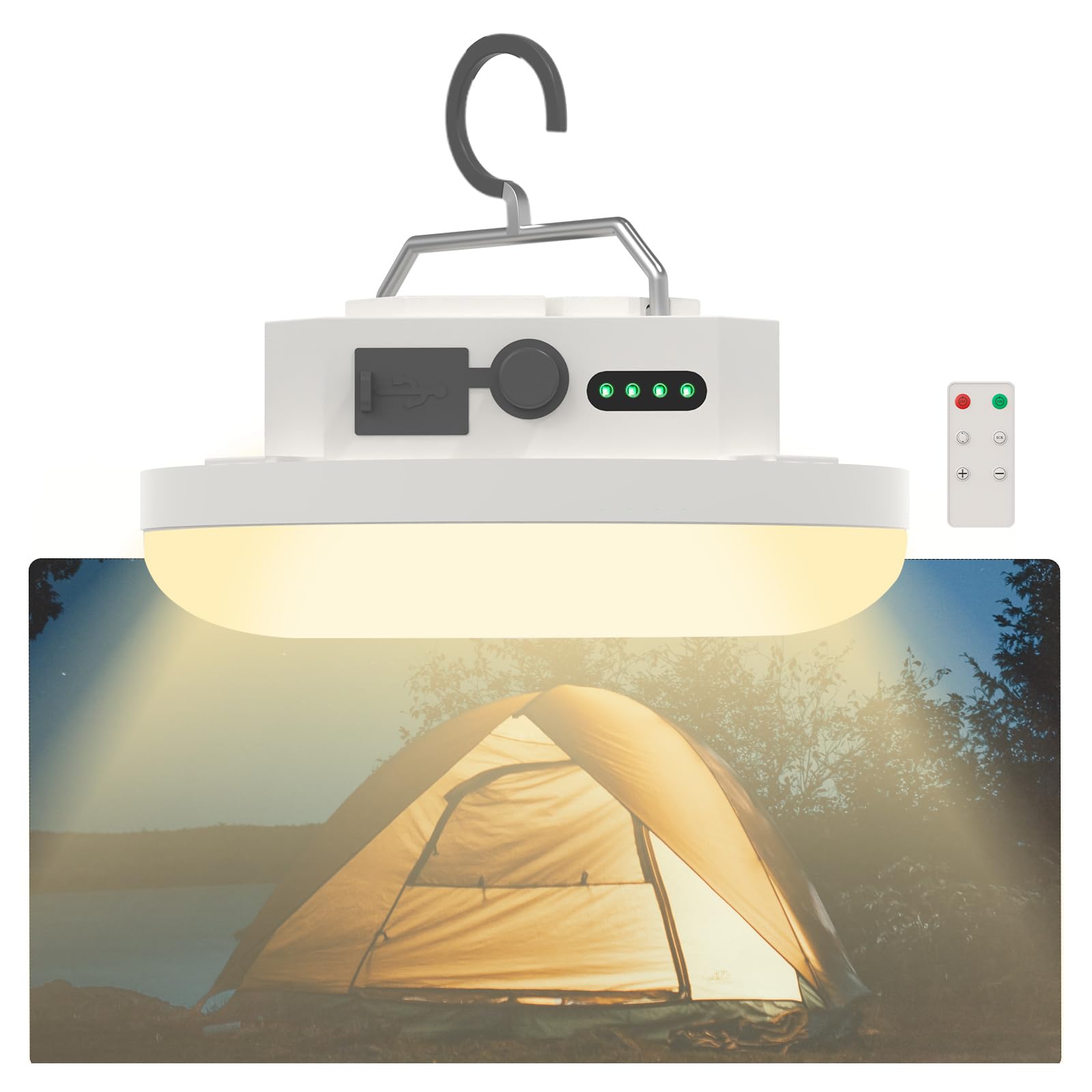 Camping Lantern 10500mAh Rechargeable Battery, 30W 4000LM Ultra Bright LED Hanging Light with 3 Lighting Color Modes, Waterproof Portable Tent
