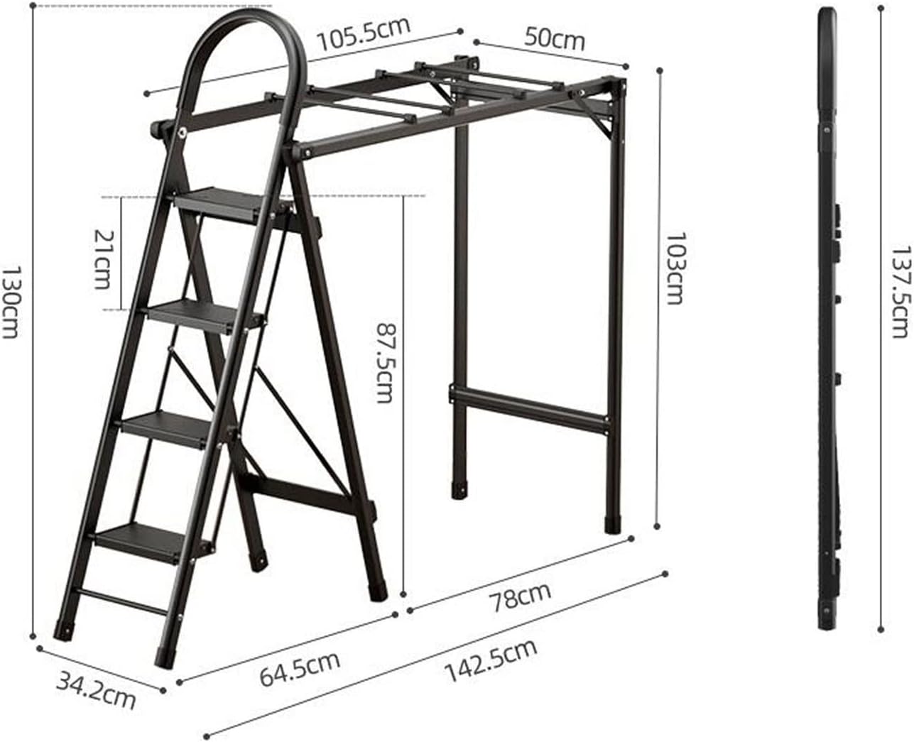 Foldable Laundry Rack Drying Racks Multifunctional Clothes Drying Rack Dual-Purpose Folding Telescopic Staircase Aluminum Alloy Herringbone Ladder Floor Clothes Drying Rack Indoo