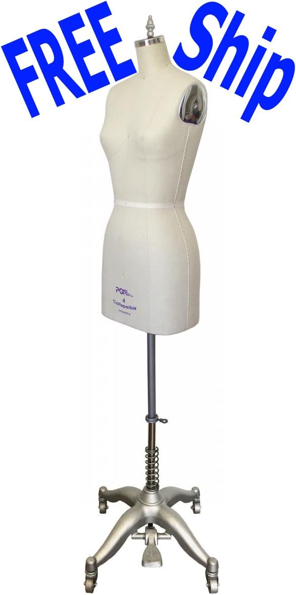 PGM Professional Dress Form Sewing Mannequin Tailor Dummy Non-collapsible Shoulder Flat Hip Sizes 4, 6, 10