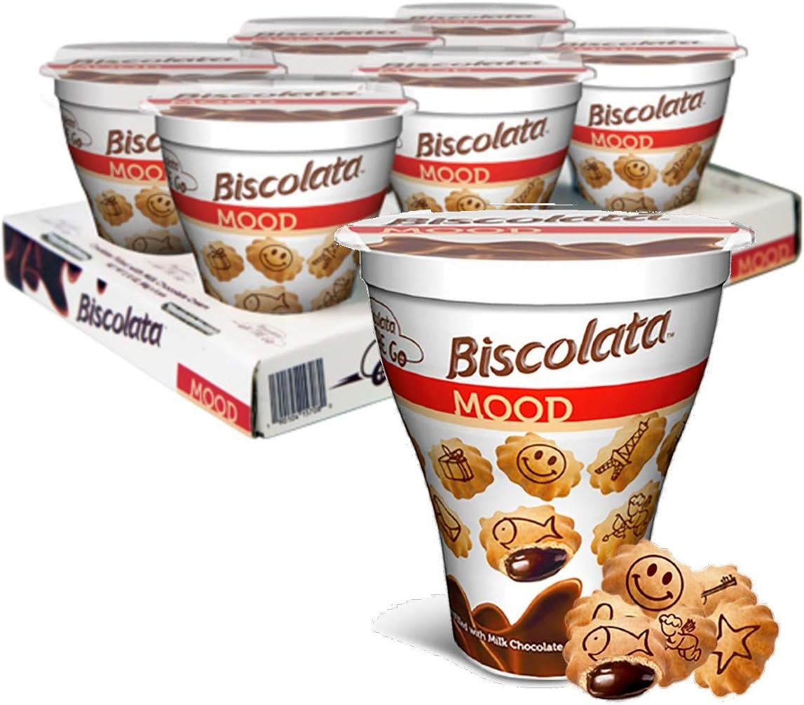 Biscolata Mood Milk 6 Cups Cookies, 1.23 oz (Pack Of 190104157080)
