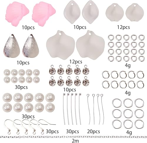 Miniatura 2 de SUNNYCLUE 1 caja de 10 pares de aretes colgantes de acrílico esmerilado de flores de lirio de cala, kits de fabricación de aretes de perlas de