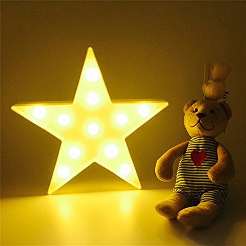Gentle LED Mood and Night Light with Unicorn Design - Perfect for Decorating Nurseries, Babiesβ Rooms and Studies Yellow Star