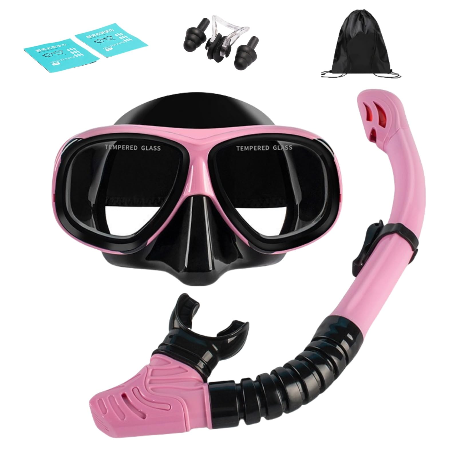 Kit de plongée avec tuba avec force visuelle, dioptrie : de 0 à -6, kit de plongée pour adulte avec masque de plongée anti-buée et tuba sec, kit de plongée pour adultes