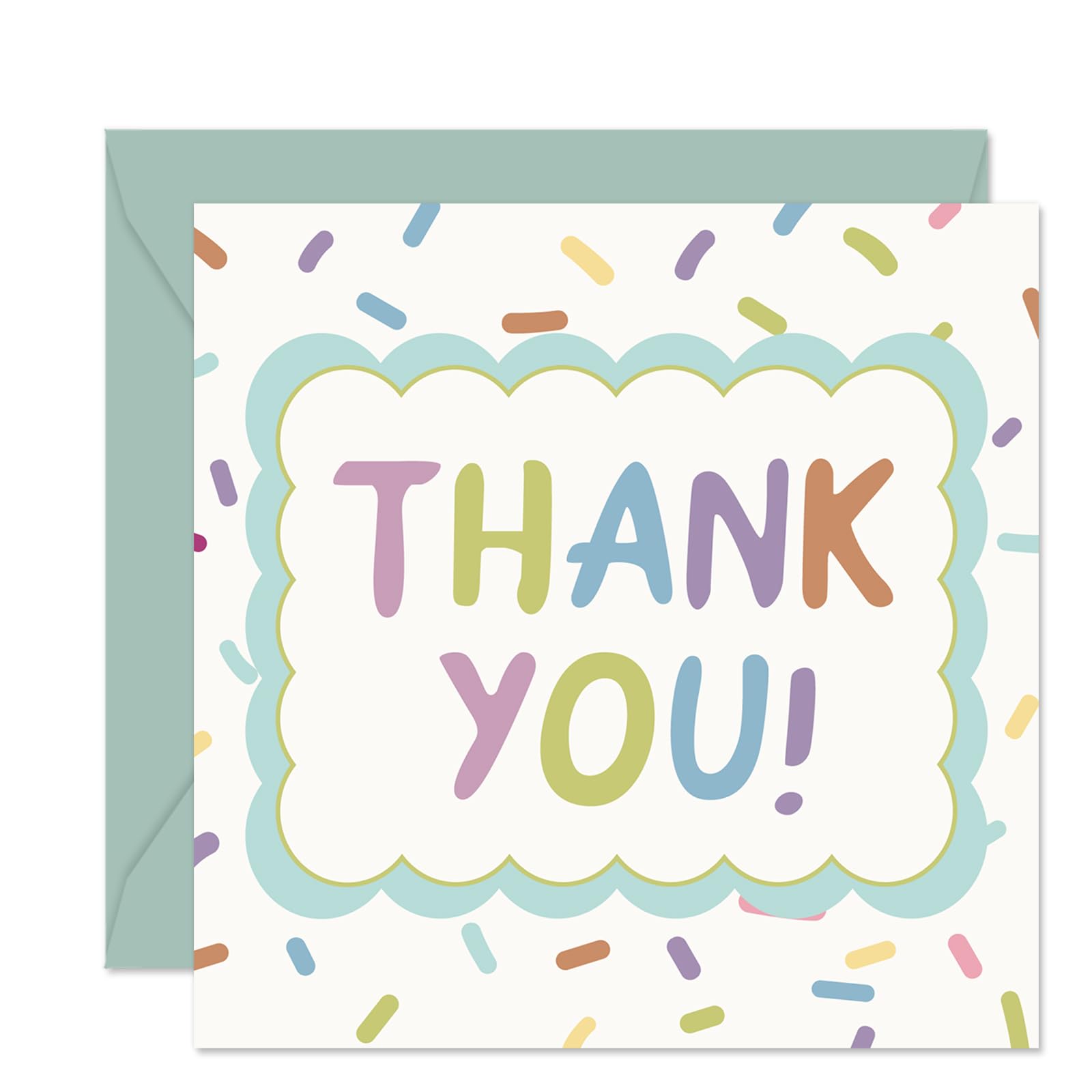 FYSUIMU Paquete de 24 tarjetas de agradecimiento a granel de 5 x 5 pulgadas, tarjetas de notas coloridas en blanco con sobres, calcomanías de aluminio, tarjeta de felicitación para cumpleaños, baby
