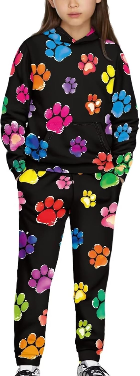 Kids Fleece Tracksuit Set: Ultra-Soft 2-Piece Hoodie & Pants, Cozy Loungewear for 5-12 Boys & Girls