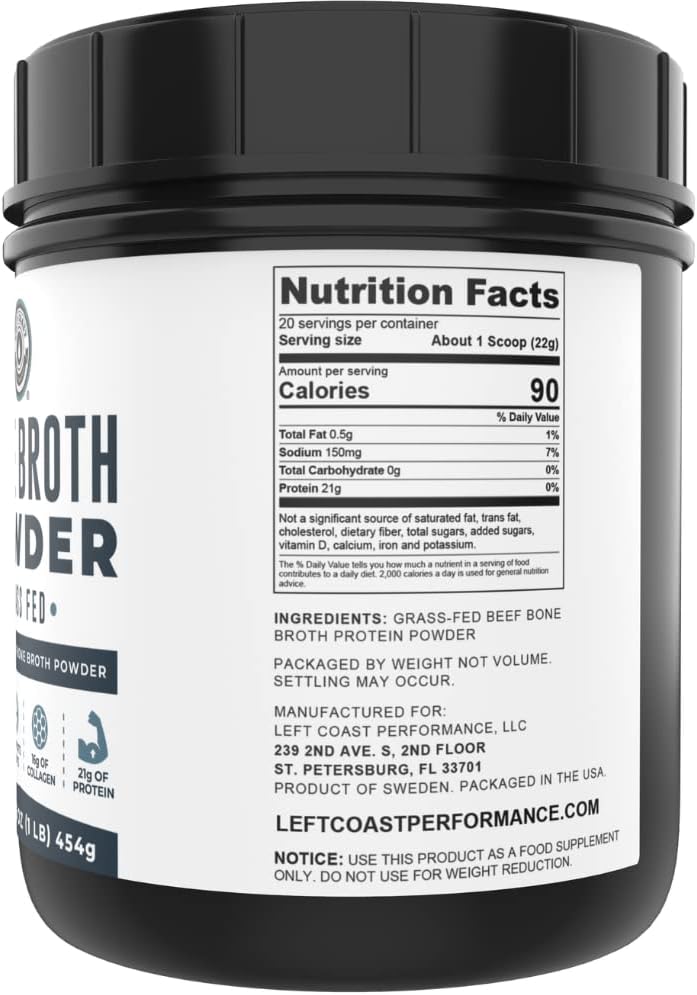 16oz Bone Broth Protein Powder From Grass Fed Beef - Unflavored, Single Ingredient - Rich in Collagen, Glucosamine, Gelatin, Paleo Protein Powder, Gut-Friendly, Non-GMO Ingredients, Dairy-Free Protein - Image 2