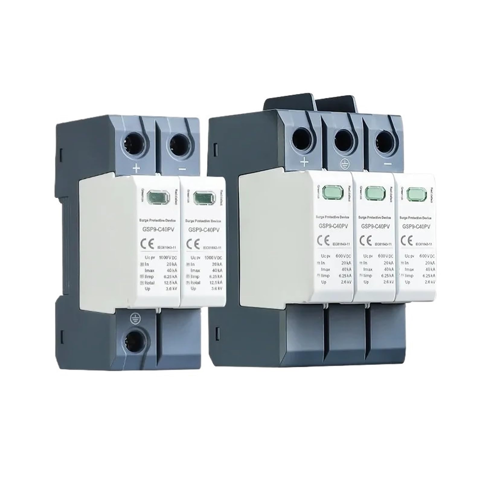 Ogranicznik przepięć DC GSP9 PV SPD 600 V 1000 V 1500 V 20 kA 40 kA Ogranicznik przepięć 2P 3P Ochrona odgromowa(3P 600VDC)