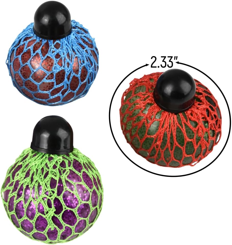 Rhode Island Novelty 2.33 Inch Light-Up Squeeze Mesh Ball, One Dozen Per Order