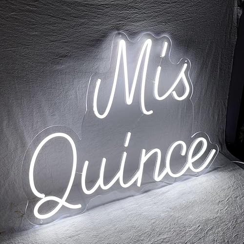 Miniatura 5 de Letreros de neón con luz LED de neón de "Mis Membrillo", luz blanca de neón para regalo de cumpleaños, arte de pared de neón para decoración de