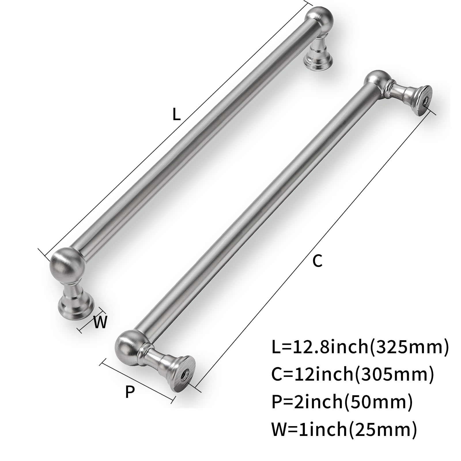 KHTUMEWARE-80309 Brushed Nickel Appliance Pulls CTC 18 in (457 mm) in Brushed Nickel — KHTUMEWARE