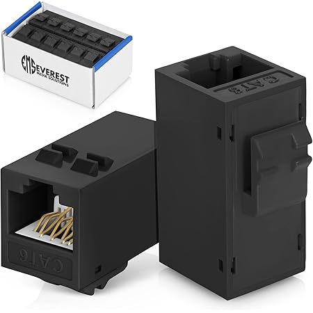 Amazon.com: EMS RJ45 CAT6 Keystone Inline Coupler - Black 24-Pack ...