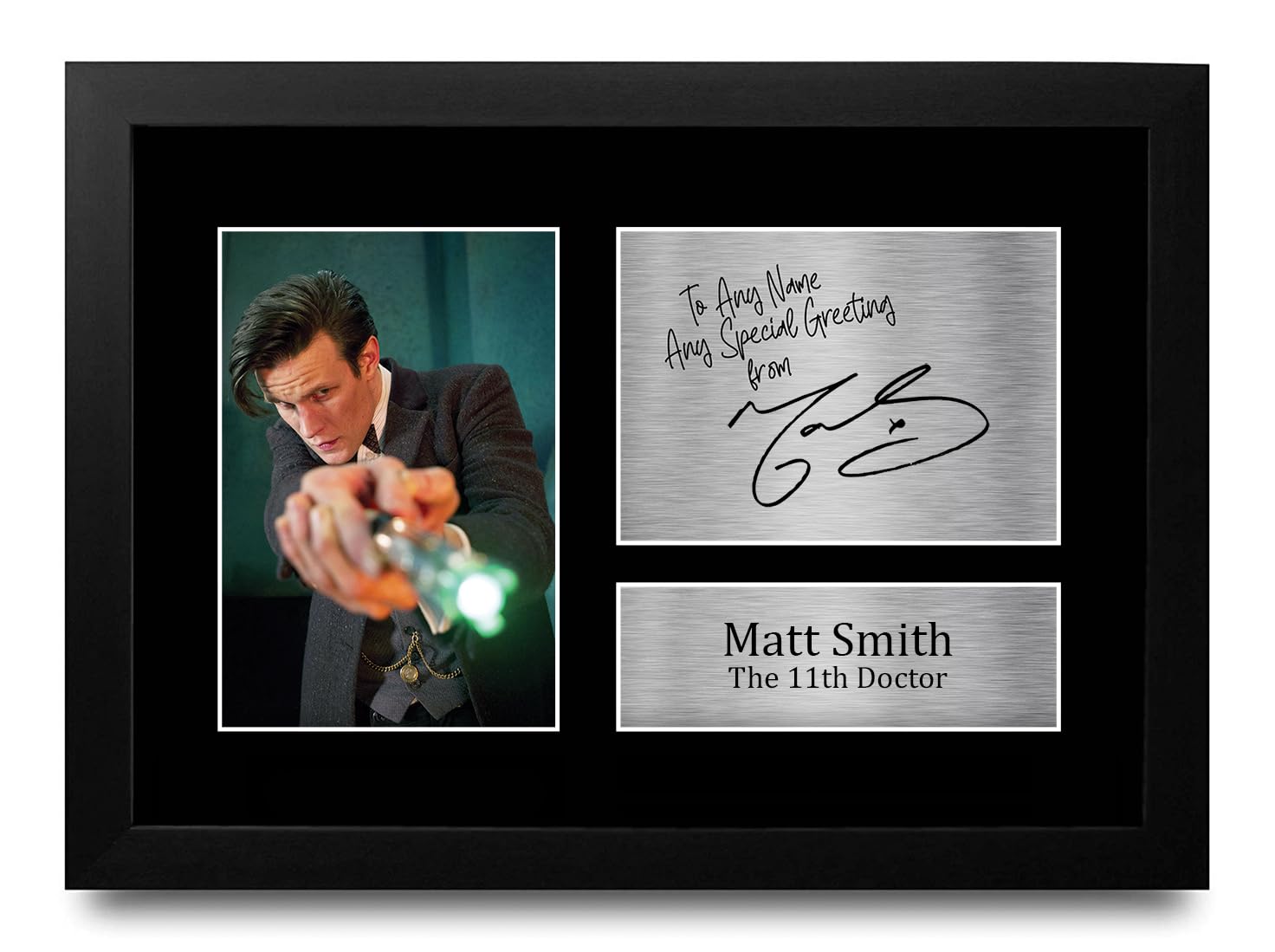 HWC Trading Matt Smith Personalised Gift - Signed Autograph Picture, Framed A4 TV Memorabilia with Custom Name Message for Birthday Christmas Wedding