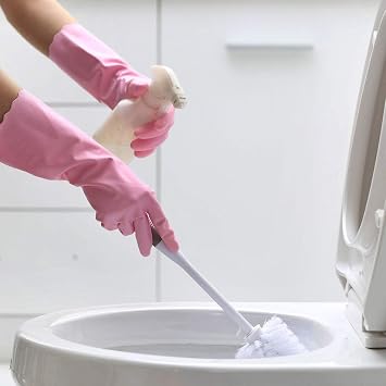 HSL Latex-Free Cleaning Gloves, Cotton Flocked Liner, 2 Pairs, Small