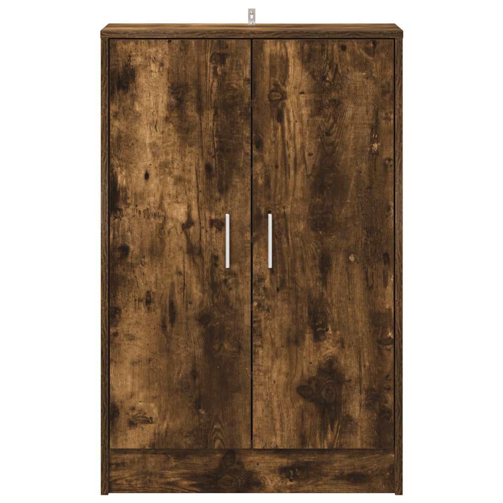 Szafka na buty, dąb wędzony, materiał drewnopochodny 60 x 35 x 92 cm z drzwiami, organizer do korytarza, sypialni, zamknięte przechowywanie, stabilna półka, możliwość mocowania na ścianie