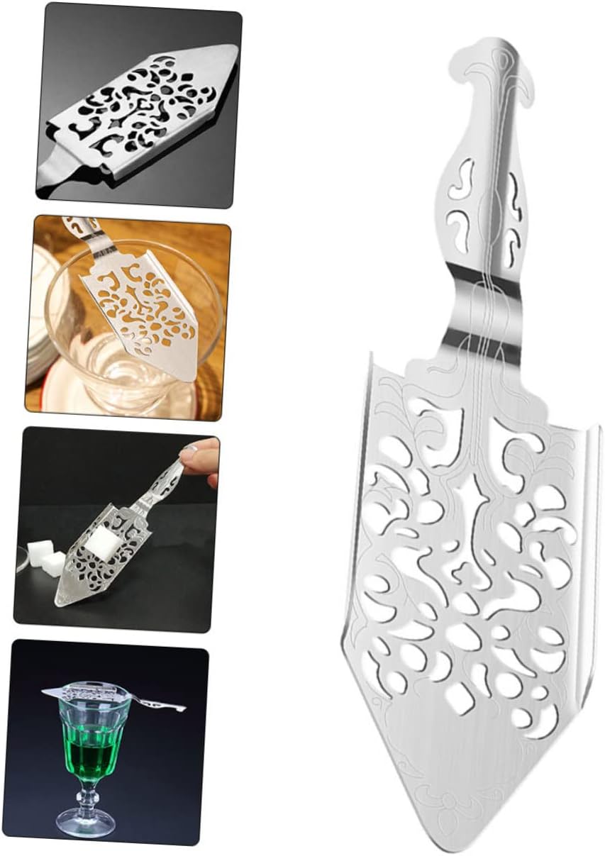 2Pcs Stainless Steel Absinthe Spoon Set Vintage Dripper Sugar Cube Multi-Use Bar Accessory for Cocktail Lovers