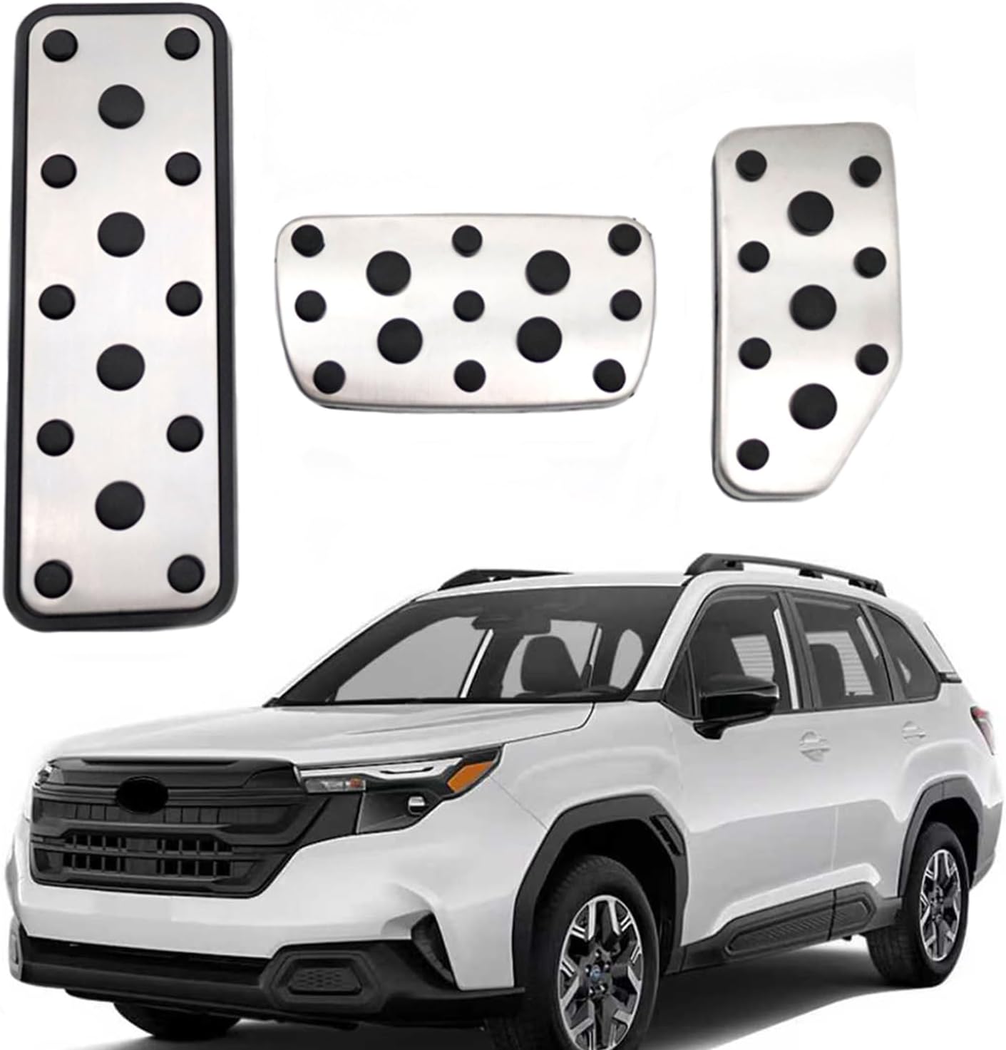 Pedal Covers for Subaru Forester 2019 to 2024 - Custom Fit, Throttle/Brake/Clutch Pedal Covers，Auto Aluminum Pedal Covers, Anti-Slip Extended Pedal Pad, for Subaru Forester Accessories